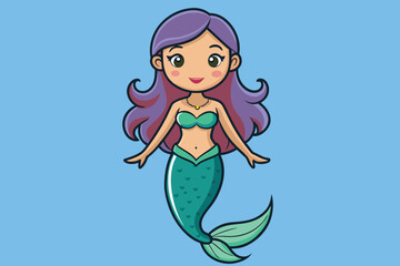 a mermaid girl, vector illustration