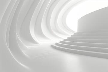 Futuristic minimalism depicted in a clear white geometric background