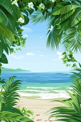 Summer Style Vector Illustration Border Banner Art Background with Empty Copy Space created with Generative AI Technology