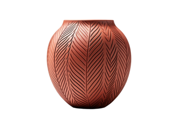 Crimson Symphony: A Red Vase With Wavy Elegance.