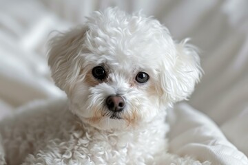 Playful Adorable bichon dog. Domestic animal studio canine sweet. Generate Ai