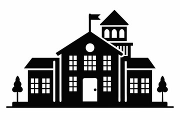 school vector silhouette white background
