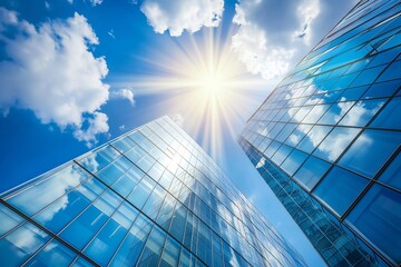 office building against cloudless blue sky, Modern office building. Economy, finances, business activity