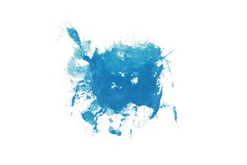 Blue brush watercolor painting isolated on transparent background. watercolor png.

