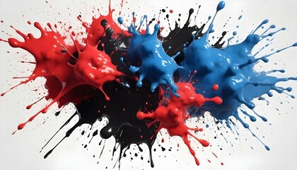 RED BLACK AND BLUE INK SPLATTER GRUNGE BACKGROUND ABSTRACT 4K HD REALISTIC