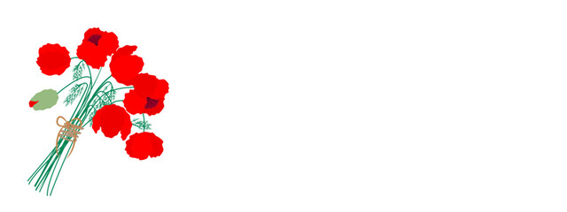 Abstract background with flowers, red poppies. Vector illustration