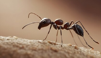 Closeup of an ant carrying a seed back to its colony.