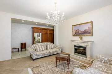 standard interior apartment. living room with sofa