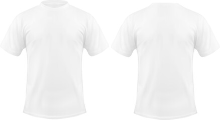 3D Realistic white t-shirt vector unisex design template front and back - obrazy, fototapety, plakaty