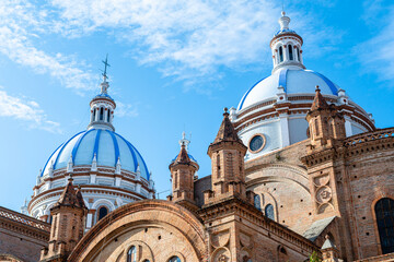 views of inmaculate conception cthedral, the most famous in cuenca, ecuador