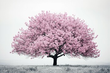 Cherry blossom trees with beautiful pink colors, various expressions.  generative ai