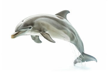 Delfín saltando aislado en fondo blanco