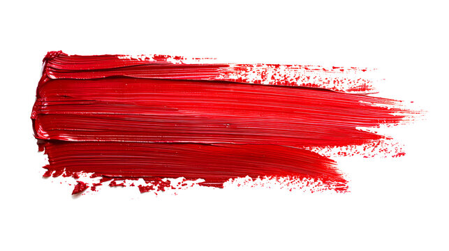 thick red and purple acrylic oil paint brush stroke on transparent png background isolated
