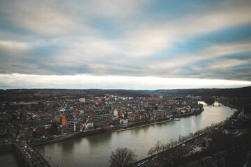 Fototapeta premium View of the town of Namur at sunset. The capital of the Wallonia region in Belgium