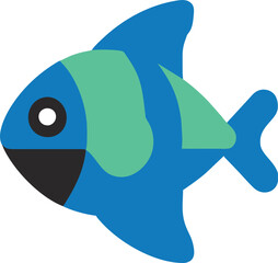fish, icon colored shapes