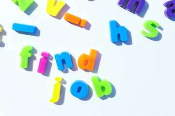 Fridge magnet letters spell find job