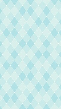 ドットライン入りダイヤ柄背景のループ動画（水色）【縦長ビデオ】