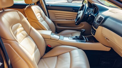 The interior of a car is clean and well-maintained