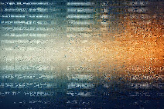 Indigo and orange abstract reflection dj background, in the style of pointillist seascapes