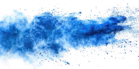 Abstract blue dust explosion isolated on transparent png.
