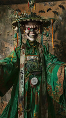 Fototapeta na wymiar Eerie Representation of Jiangshi - An Iconic Figure in Chinese Folklore under the Moonlit Night