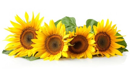 beautiful sunflowers on white background in high resolution and high quality