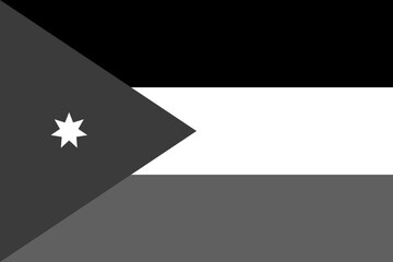 Jordan flag - greyscale monochrome vector illustration. Flag in black and white - 765030785