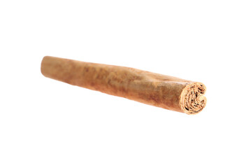 One aromatic cinnamon stick isolated on white