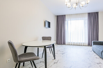 standard interior apartment. living room with sofa