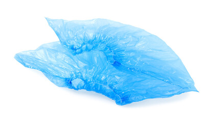 Fototapeta premium Pair of blue medical shoe covers isolated on white