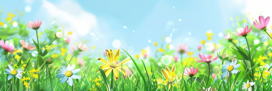 Spring Style Vector Illustration Border Banner Art Background with Empty Copy Space created with Generative AI Technology