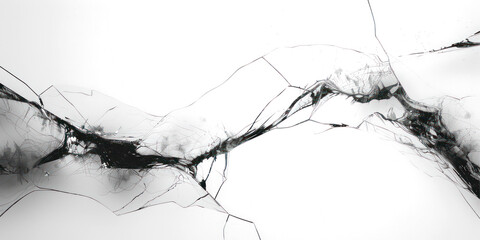 Long crack on glass, hyper realistic,  isolated on transparent png.
