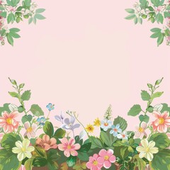 Fototapeta na wymiar Spring Style Vector Illustration Border Banner Art Background with Empty Copy Space created with Generative AI Technology