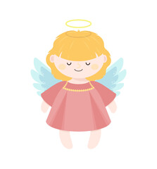 Cute angel in a dress. Isolated on a white background.