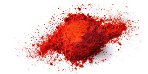 Pile of red paprika powder isolated on transparent png.
