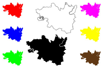 Xiangtan city (People's Republic of China, PRC) map vector illustration, scribble sketch Siangtan, Hsiangtan Prefecture-level city map