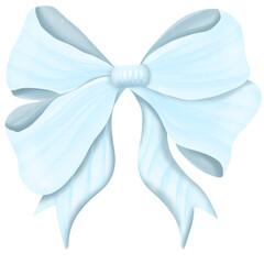 blue bow made of silk ribbon