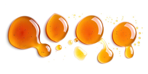 Set honey spill, Sweet honey spill drip isolated isolated on transparent png.	