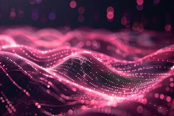 Pink Futuristic background of points with a dynamic wave. Excellent data visualization.  generative ai - 765033942