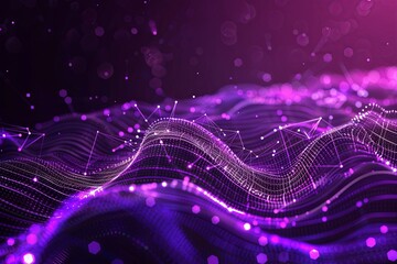 purple Futuristic background of points with a dynamic wave. Excellent data visualization.  generative ai - 765033980