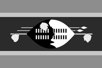 Eswatini flag - greyscale monochrome vector illustration. Flag in black and white