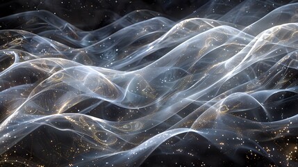 white Glowing Waves through Cosmic Space