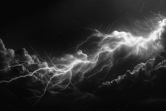 Realistic Thunderstorm Lightning on Transparent Background: Generated by AI