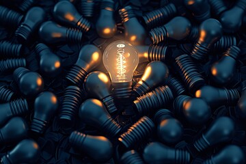 brain glowing of light bulb and light bokeh background. Creative and inspiration.Innovative technology.Energy and environmental concepts. generative ai - 765035330