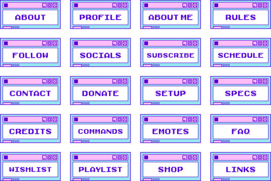 Pixel art browser dialog box panels for your streaming channels cute ver.