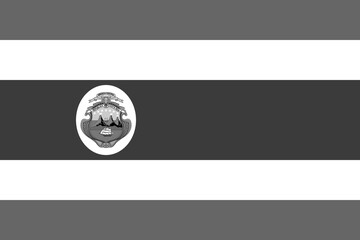Costa Rica flag - greyscale monochrome vector illustration. Flag in black and white