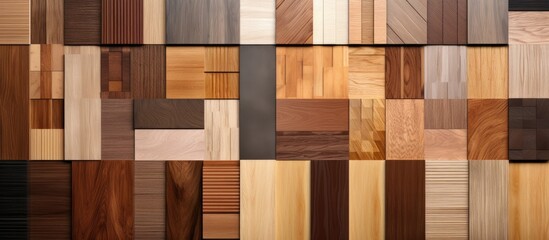 Capture showcasing a detailed shot of a wall constructed from diverse wood types