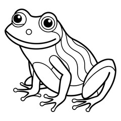 Frog  Line Art Vector Coloring Page