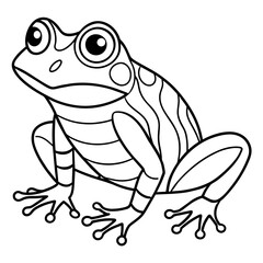 Frog  Line Art Vector Coloring Page