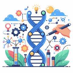 dna helix research and study illustration